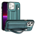 For iPhone 13 Pro Max Shockproof Leather Phone Case with Wrist Strap(Green) - free shipping - PMC TechLife - Order now!