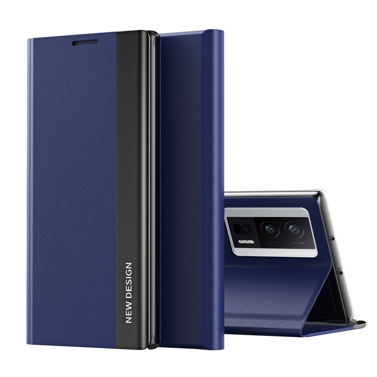 For Xiaomi Poco F5 Pro Side Side Electroplated Magnetic Leather Phone Case(Royal Blue)