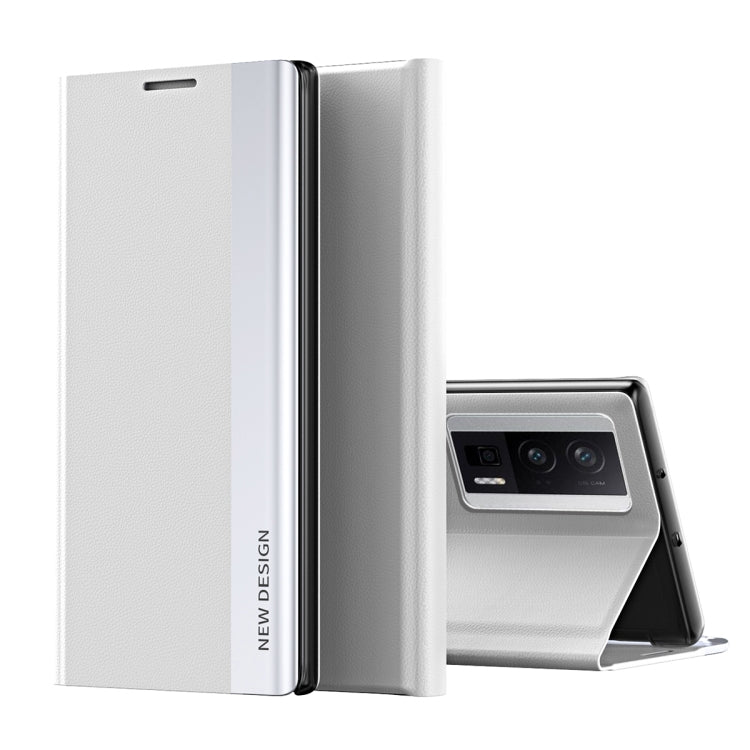 For Xiaomi Poco F5 Pro Side Side Electroplated Magnetic Leather Phone Case(Silver)