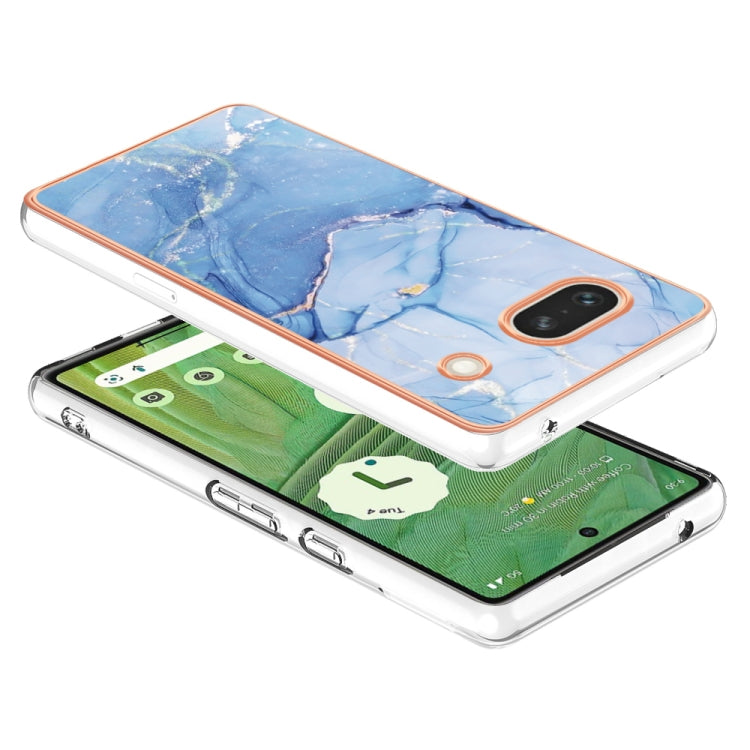 For Google Pixel 7a Electroplating Marble Dual-side IMD Phone Case(Blue 018)