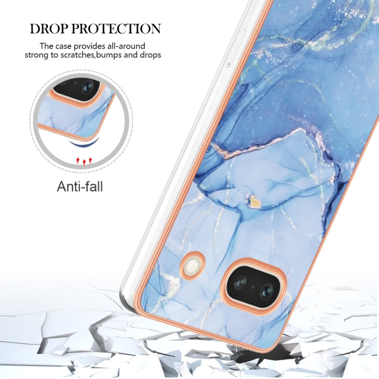 For Google Pixel 7a Electroplating Marble Dual-side IMD Phone Case(Blue 018)