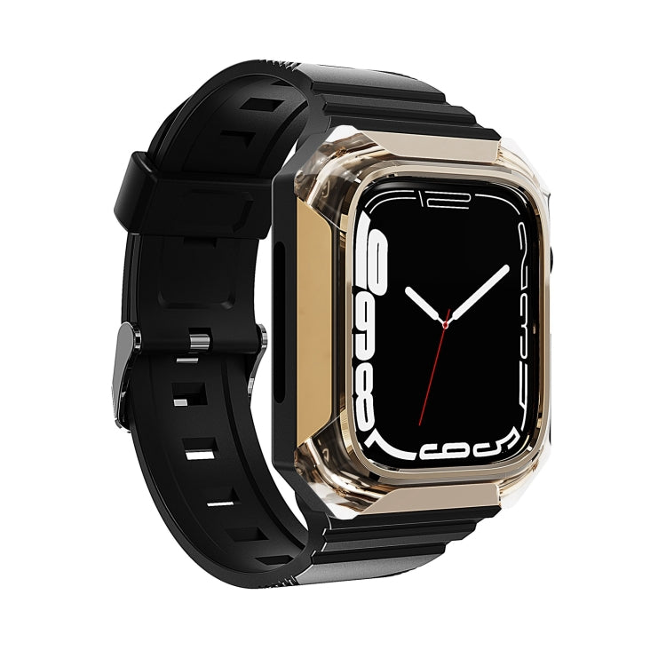 Armor Case Integrated TPU Watch Band For Apple Watch SE 2023 44mm(Gold)