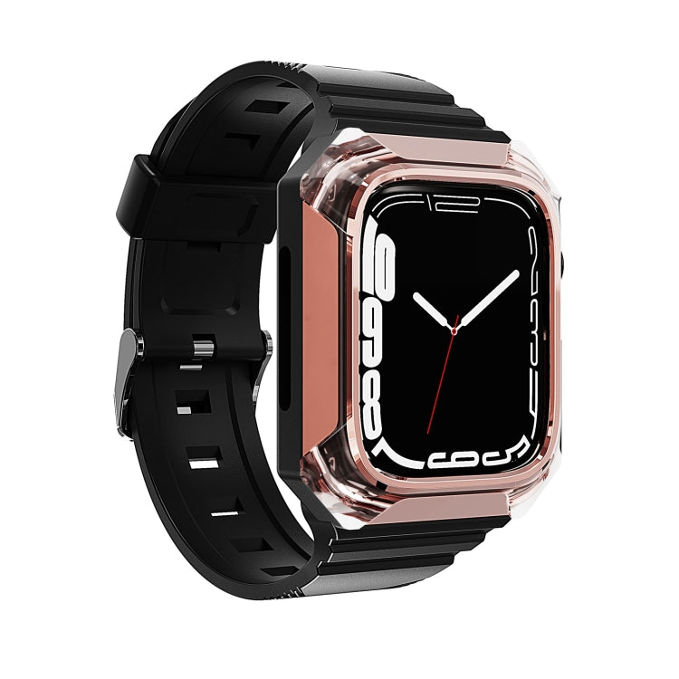 Armor Case Integrated TPU Watch Band For Apple Watch 9 45mm(Rose Gold)