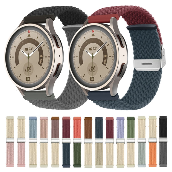 22mm Buckle Braided Nylon Watch Band(Starlight Grey)