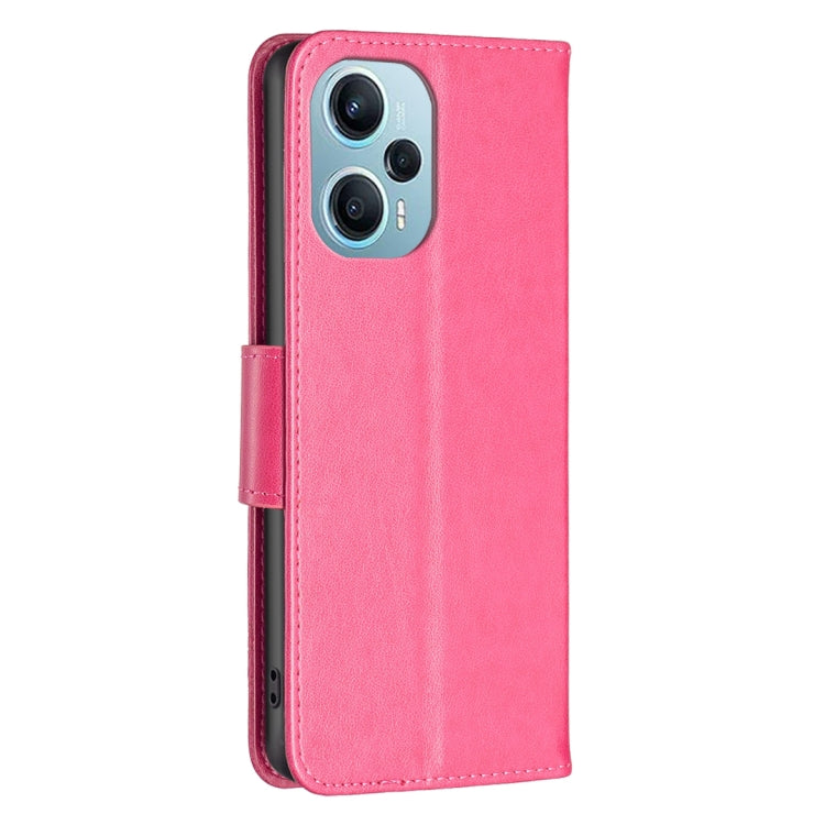 For Xiaomi Poco F5 5G / Redmi Note 12 Turbo Two Butterflies Embossing Leather Phone Case(Rose Red)