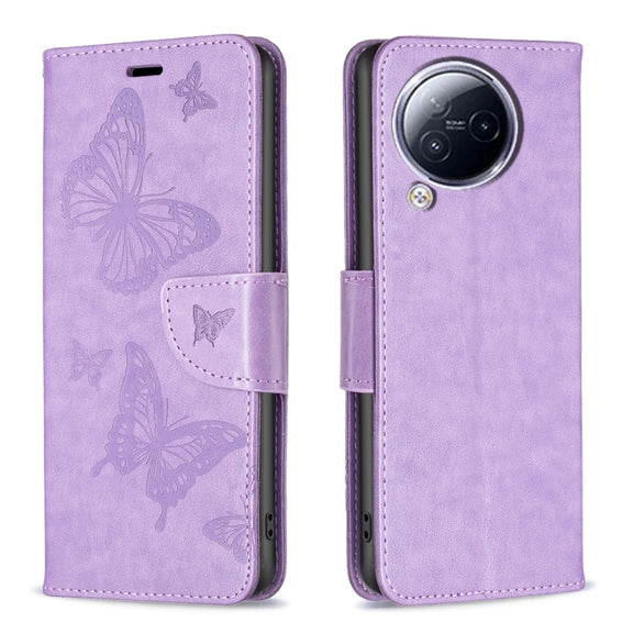 For Xiaomi Civi 3 5G Two Butterflies Embossing Leather Phone Case(Purple)