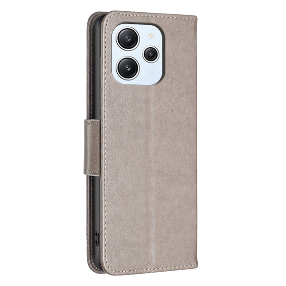 For Xiaomi Redmi 12 4G Two Butterflies Embossing Leather Phone Case(Grey)