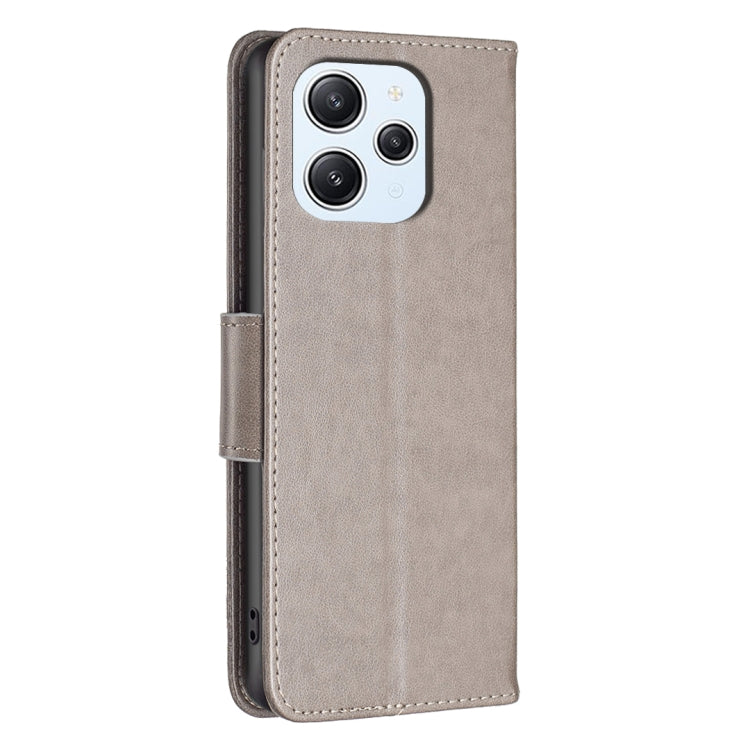 For Xiaomi Redmi 12 4G Two Butterflies Embossing Leather Phone Case(Grey)