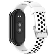 For Xiaomi Mi Band 8 Two-color Steel Plug Silicone Watch Band(White Black)