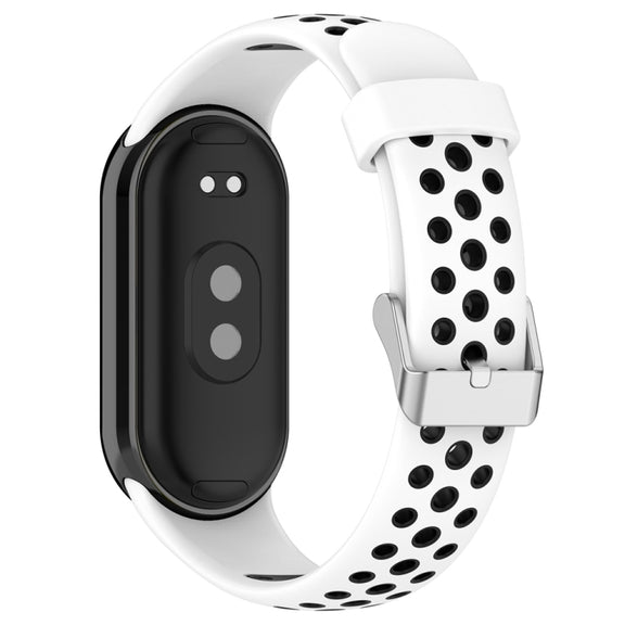 For Xiaomi Mi Band 8 Two-color Steel Plug Silicone Watch Band(White Black)