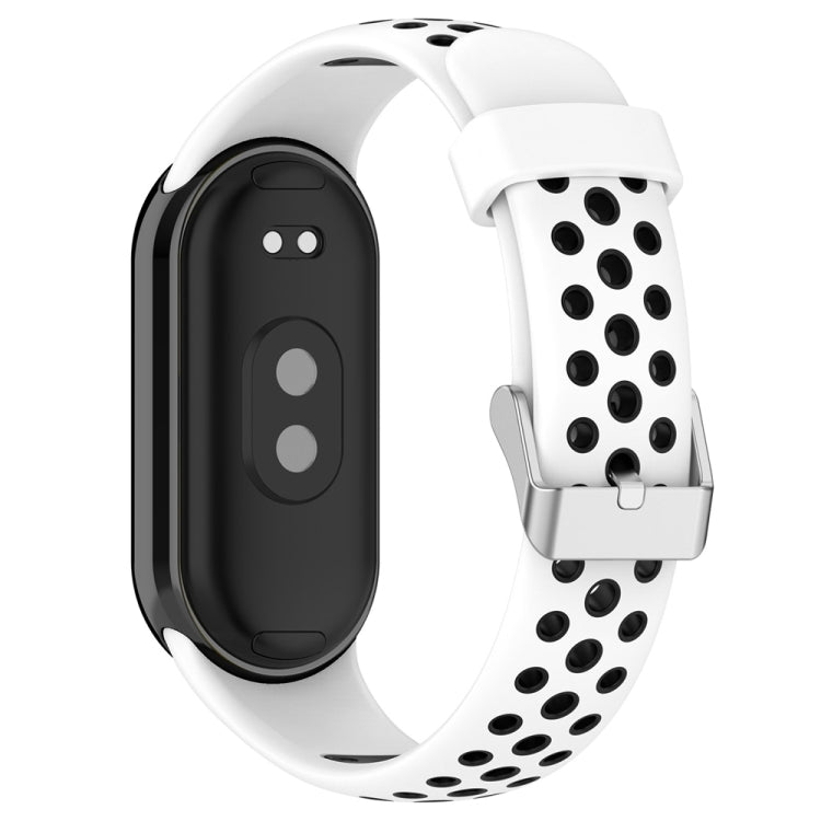 For Xiaomi Mi Band 8 Two-color Steel Plug Silicone Watch Band(White Black)