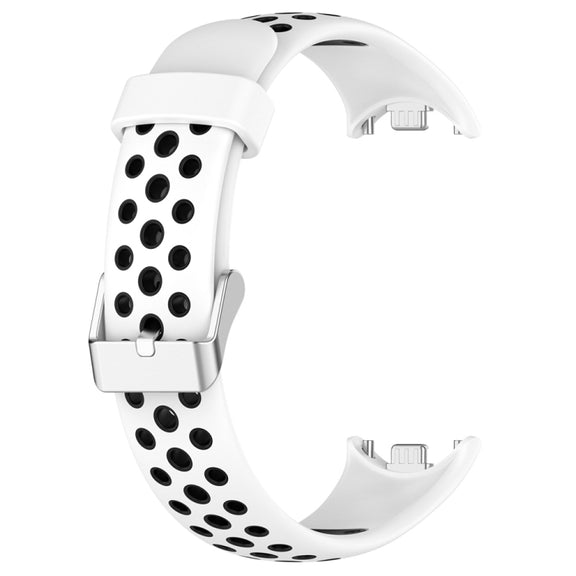 For Xiaomi Mi Band 8 Two-color Steel Plug Silicone Watch Band(White Black)