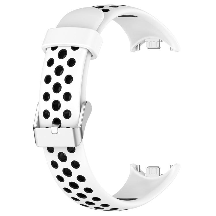 For Xiaomi Mi Band 8 Two-color Steel Plug Silicone Watch Band(White Black)
