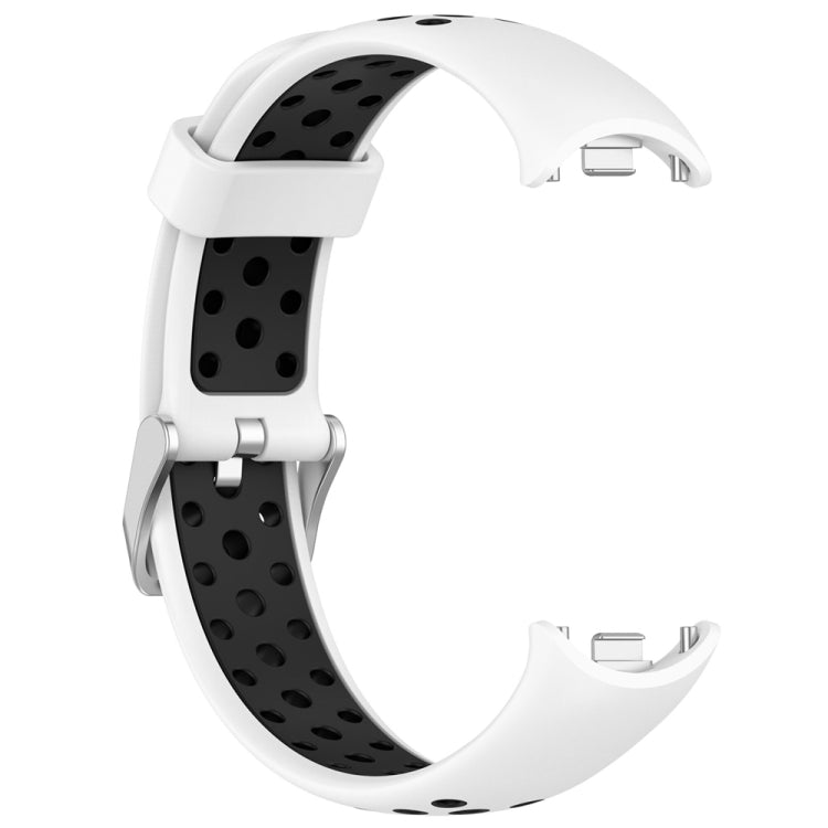 For Xiaomi Mi Band 8 Two-color Steel Plug Silicone Watch Band(White Black)