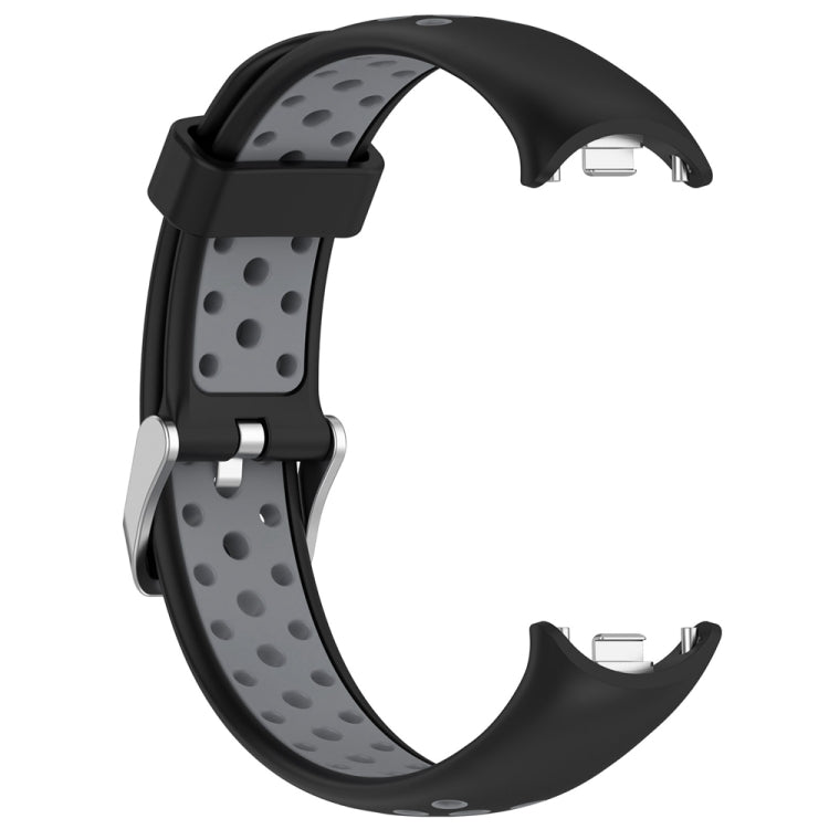 For Xiaomi Mi Band 8 Two-color Steel Plug Silicone Watch Band(Black Grey)