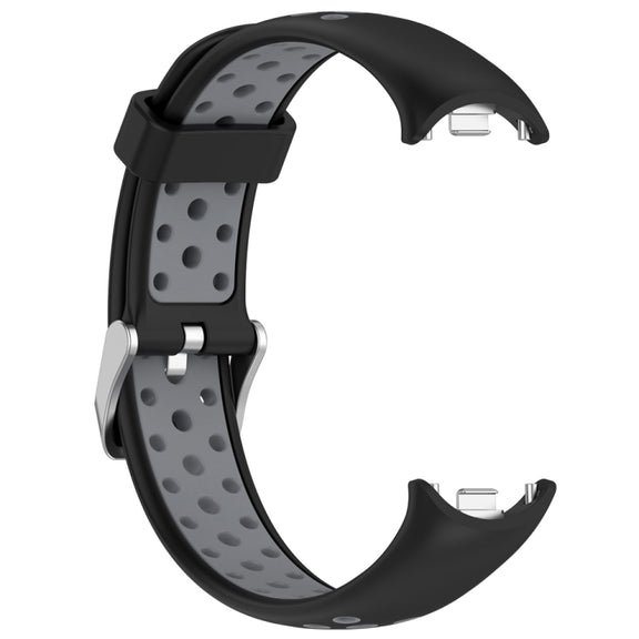For Xiaomi Mi Band 8 Two-color Steel Plug Silicone Watch Band(Black Grey)