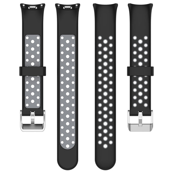 For Xiaomi Mi Band 8 Two-color Steel Plug Silicone Watch Band(Black Grey)