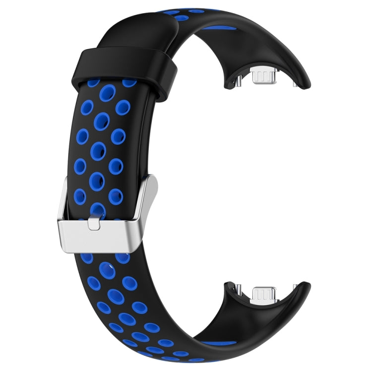 For Xiaomi Mi Band 8 Two-color Steel Plug Silicone Watch Band(Black Blue)
