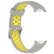 For Xiaomi Mi Band 8 Two-color Steel Plug Silicone Watch Band(Grey Yellow)