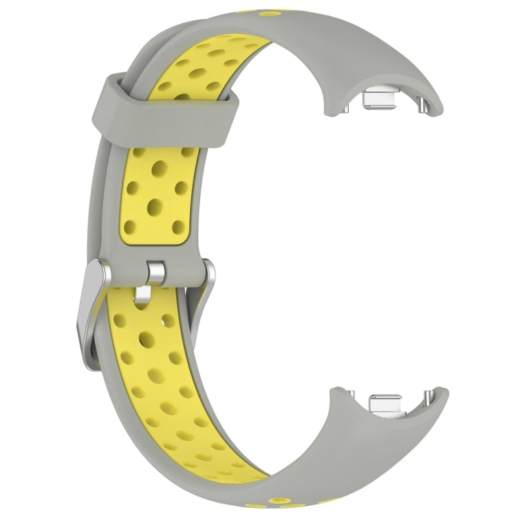 For Xiaomi Mi Band 8 Two-color Steel Plug Silicone Watch Band(Grey Yellow)