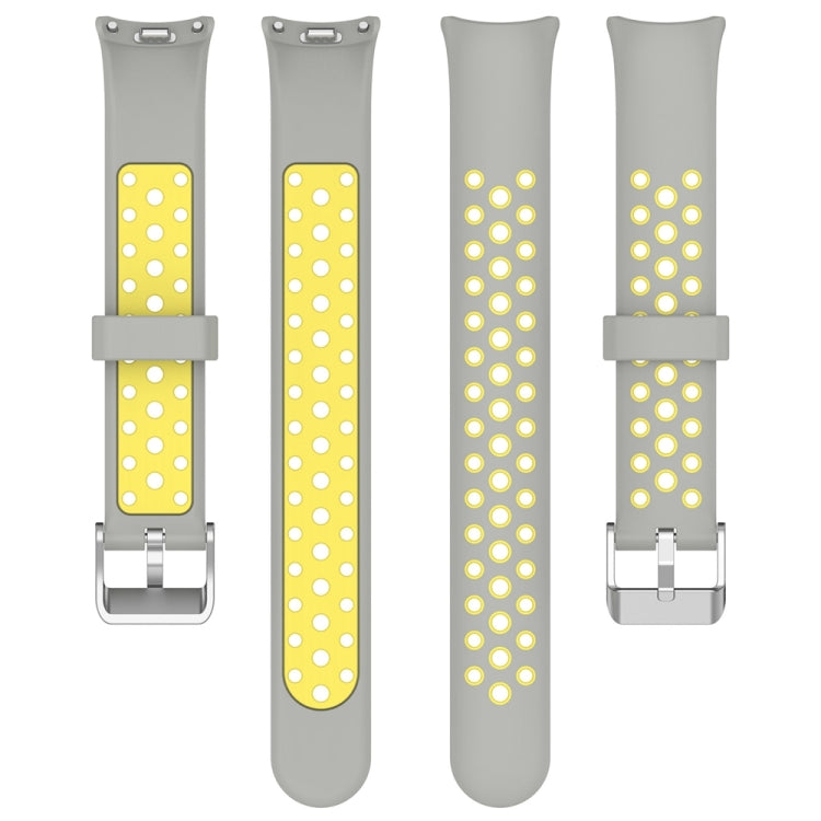 For Xiaomi Mi Band 8 Two-color Steel Plug Silicone Watch Band(Grey Yellow)