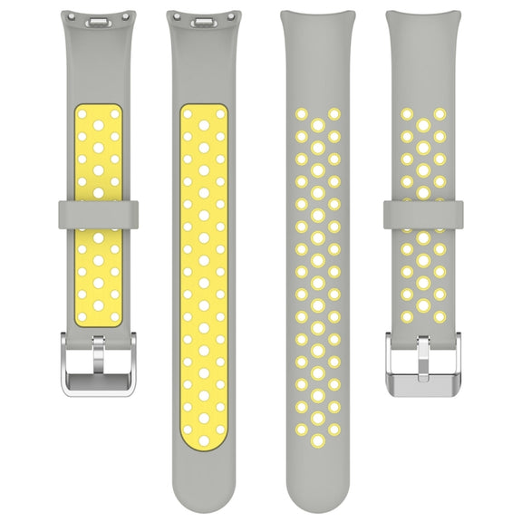 For Xiaomi Mi Band 8 Two-color Steel Plug Silicone Watch Band(Grey Yellow)