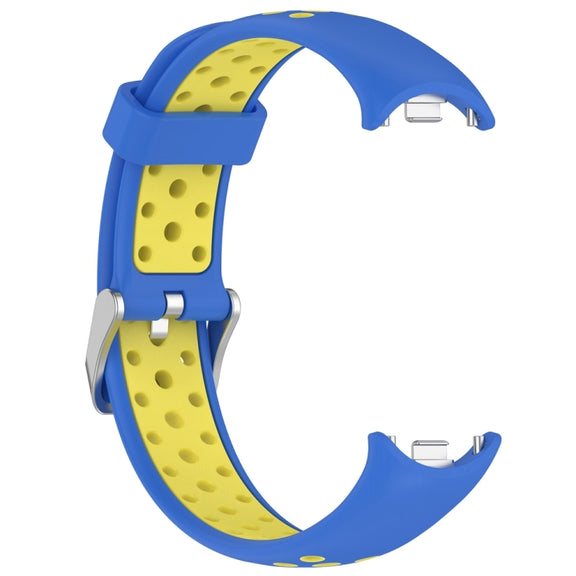 For Xiaomi Mi Band 8 Two-color Steel Plug Silicone Watch Band(Blue Yellow)