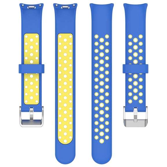 For Xiaomi Mi Band 8 Two-color Steel Plug Silicone Watch Band(Blue Yellow)