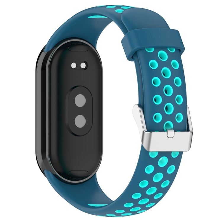 For Xiaomi Mi Band 8 Two-color Steel Plug Silicone Watch Band(Blue Teal)