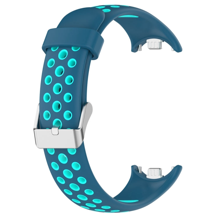 For Xiaomi Mi Band 8 Two-color Steel Plug Silicone Watch Band(Blue Teal)