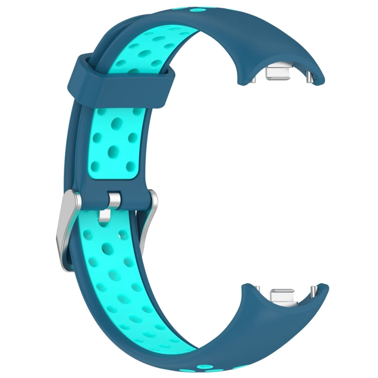 For Xiaomi Mi Band 8 Two-color Steel Plug Silicone Watch Band(Blue Teal)