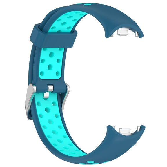 For Xiaomi Mi Band 8 Two-color Steel Plug Silicone Watch Band(Blue Teal)