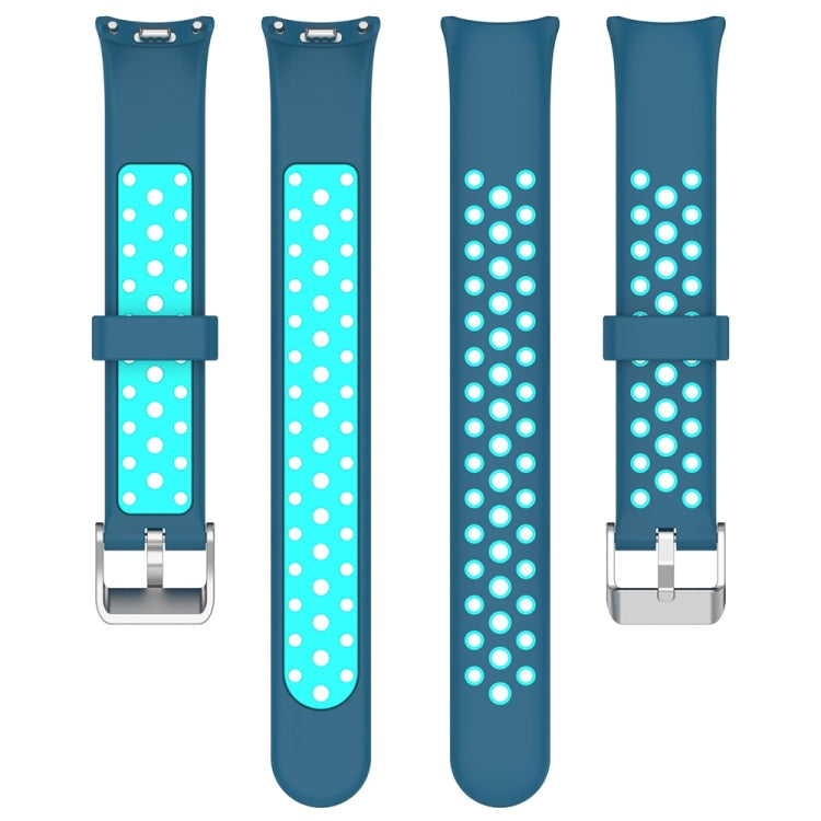 For Xiaomi Mi Band 8 Two-color Steel Plug Silicone Watch Band(Blue Teal)