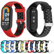 For Xiaomi Mi Band 8 Two-color Steel Plug Silicone Watch Band(Black Grey)
