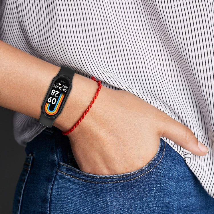 For Xiaomi Mi Band 8 Two-color Steel Plug Silicone Watch Band(Black Blue)