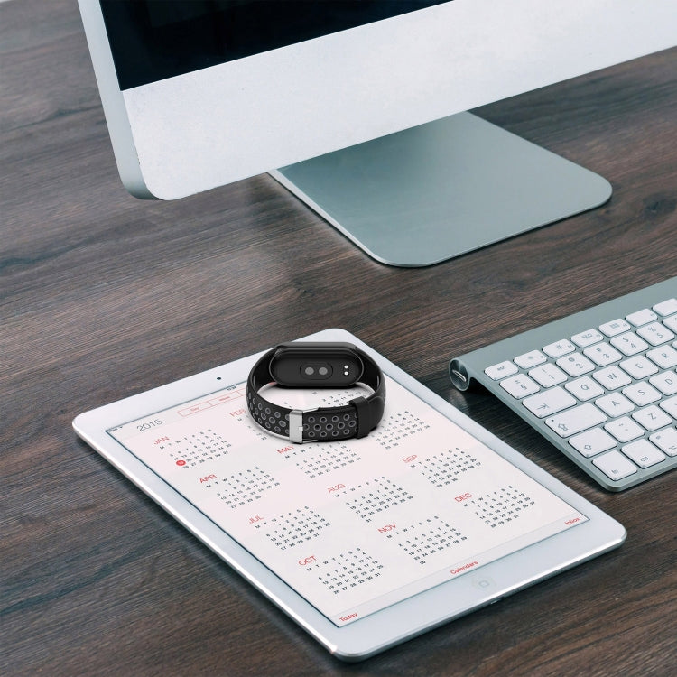 For Xiaomi Mi Band 8 Two-color Steel Plug Silicone Watch Band(Black Grey)