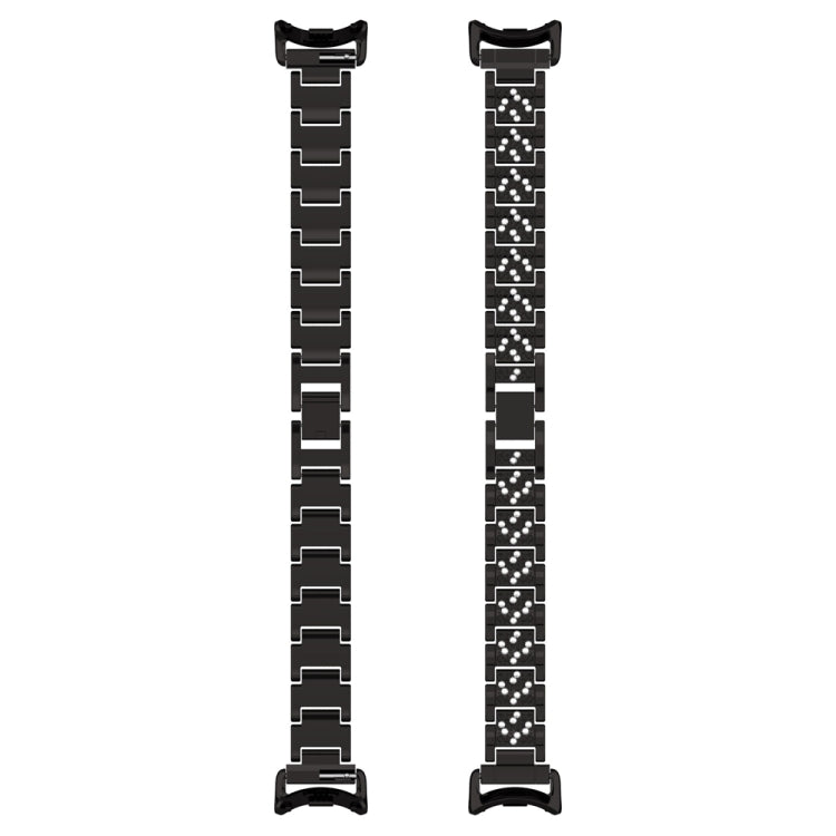 For Xiaomi Mi Band 8 Three-beads Full Diamond Metal Watch Band(Black)