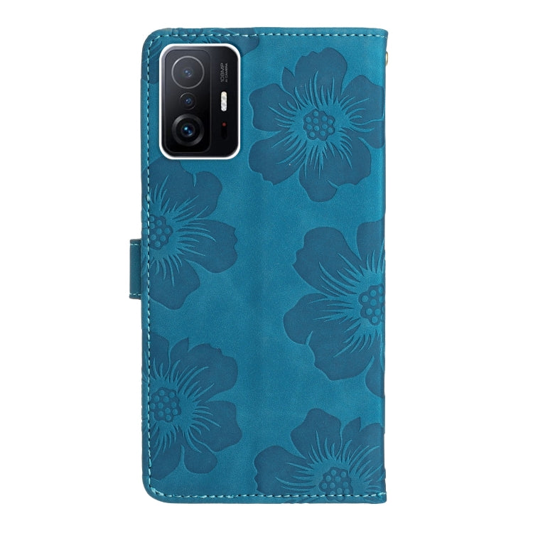 For Xiaomi 11T / 11T Pro Flower Embossing Pattern Leather Phone Case(Blue)