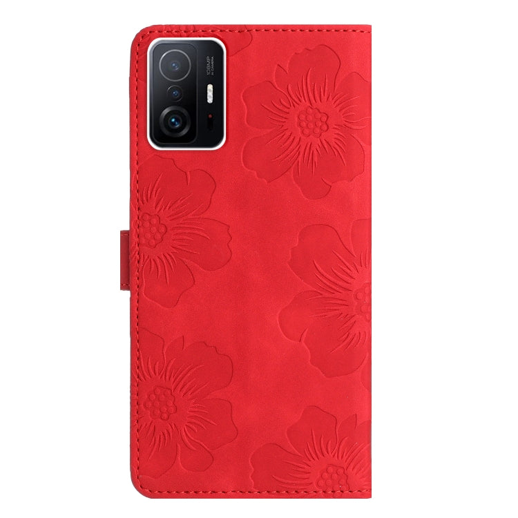For Xiaomi 11T / 11T Pro Flower Embossing Pattern Leather Phone Case(Red)
