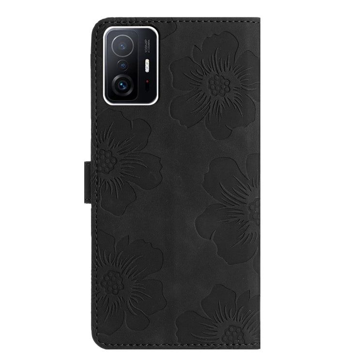 For Xiaomi 11T / 11T Pro Flower Embossing Pattern Leather Phone Case(Black)