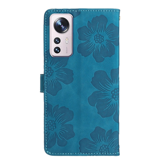 For Xiaomi 12 Lite Flower Embossing Pattern Leather Phone Case(Blue)