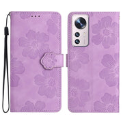 For Xiaomi 12 Pro Flower Embossing Pattern Leather Phone Case(Purple)