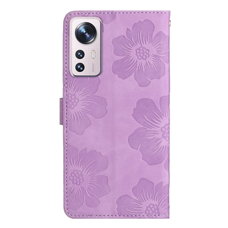 For Xiaomi 12 Pro Flower Embossing Pattern Leather Phone Case(Purple)