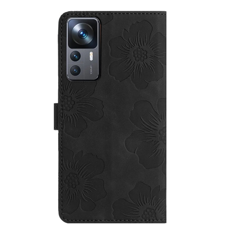 For Xiaomi 12T  / 12T Pro Flower Embossing Pattern Leather Phone Case(Black)