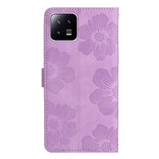 For Xiaomi 13 Flower Embossing Pattern Leather Phone Case(Purple)