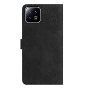 For Xiaomi 13 Flower Embossing Pattern Leather Phone Case(Black)