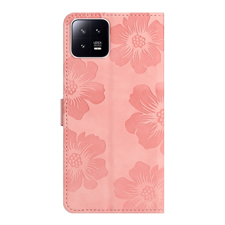 For Xiaomi 13 Pro Flower Embossing Pattern Leather Phone Case(Pink)