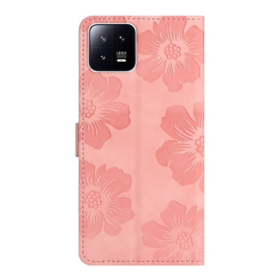 For Xiaomi 13 Pro Flower Embossing Pattern Leather Phone Case(Pink)