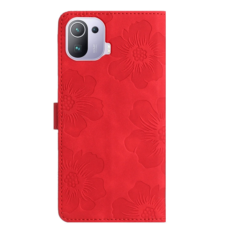 For Xiaomi Mi 11 Pro Flower Embossing Pattern Leather Phone Case(Red)