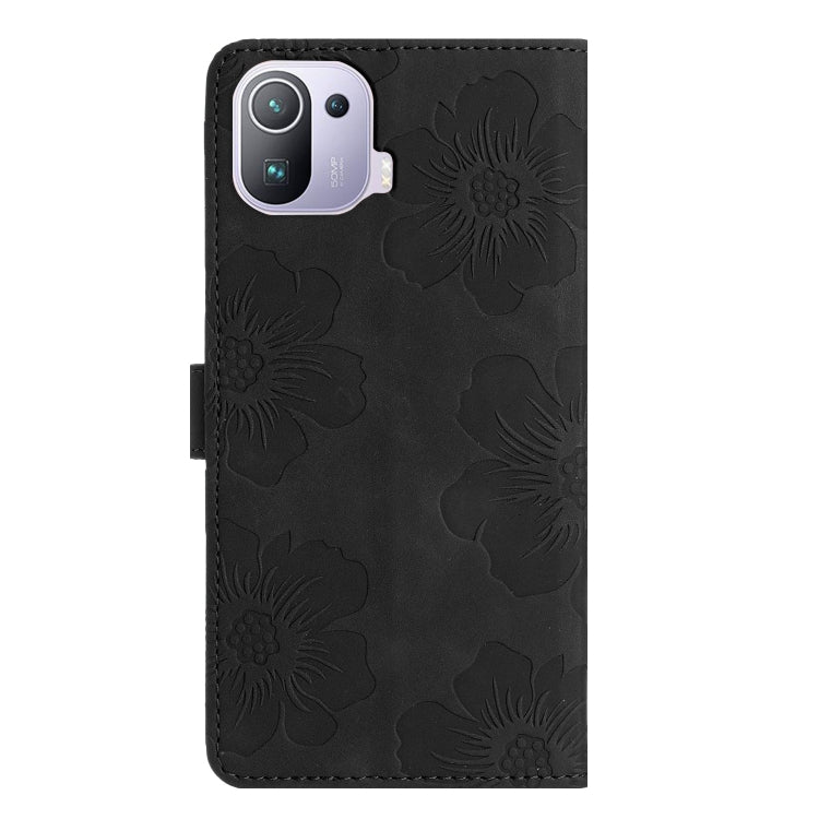 For Xiaomi Mi 11 Pro Flower Embossing Pattern Leather Phone Case(Black)